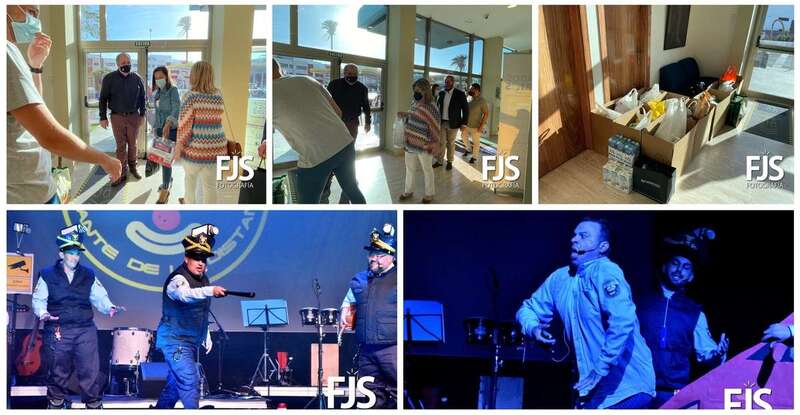 Momento de la entrega de alimentos y de la actuación de la murgota/Francisco Javier Santana.